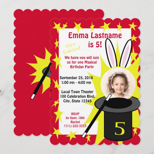 Magic Me Birthday Red Einladung (Vorne/Hinten)