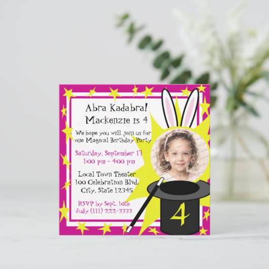 Magic Me Foto Einladung (Stehend Vorderseite)