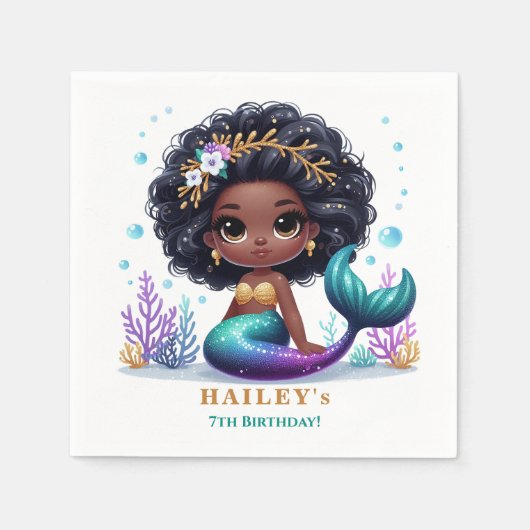 Magic Mermaid Birthday Party Serviette (Vorderseite)