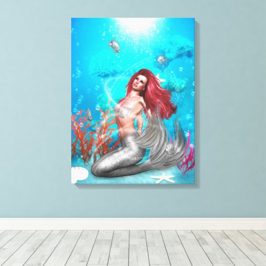Magic Mermaid Wrapped Canvas Leinwanddruck (Insitu (Holzboden))