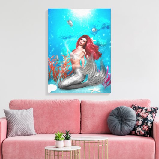 Magic Mermaid Wrapped Canvas Leinwanddruck (Insitu (Wohnzimmer))