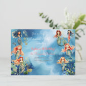 Magic Mermaids Geburtstag Einladung (Stehend Vorderseite)