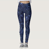 Magic Midnight Navy Blue Glitzer CUSTOM TEXT Leggings (Vorderseite)