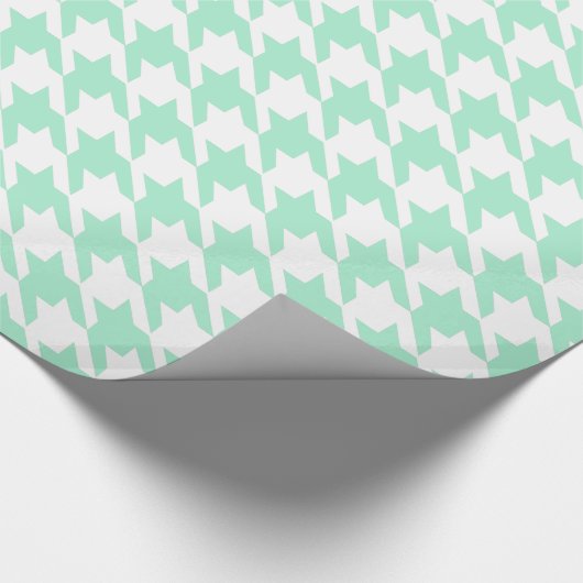 Magic Mint and White Hahnentrittmuster Pattetrn Geschenkpapier (Ecke)