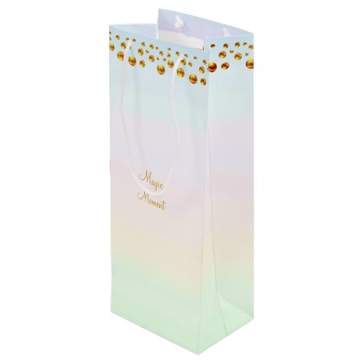 Magic Moment & Gold Confetti Geschenktüte Für Weinflaschen (Rückseite Schrägansicht)