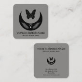 Magic Moon Feathers Moth Boho Universe Quadratische Visitenkarte (Vorne/Hinten)