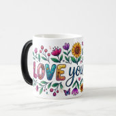 Magic Morphing Mug - Floral Sunflower "Love You Mo Verwandlungstasse (Vorderseite Links)