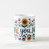 Magic Morphing Mug - Floral Sunflower "Love You Mo Verwandlungstasse (Mittel)