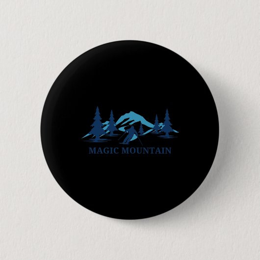 Magic Mountain Vermont Ski Resort Skifahrer Button (Vorderseite)