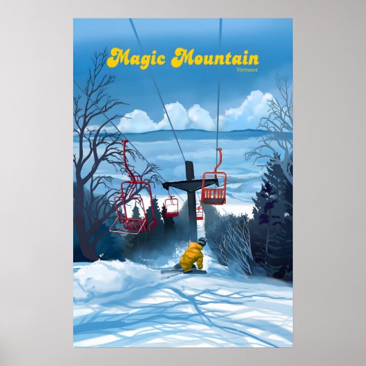 Magic Mountain Vermont Skigebiet Reiseplakat Poster (Vorne)