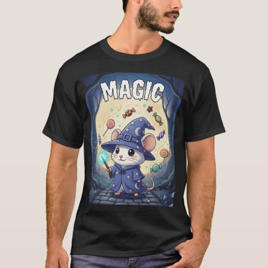 Magic – Mouse Wizard Halloween TinyFur Tee (Vorderseite)