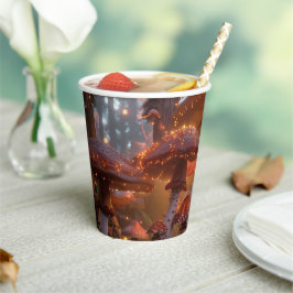 Magic Mushroom Fairy Forest Digitale Kunst Pappbecher