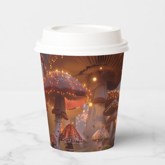 Magic Mushroom Fairy Forest Digitale Kunst Pappbecher (Links)