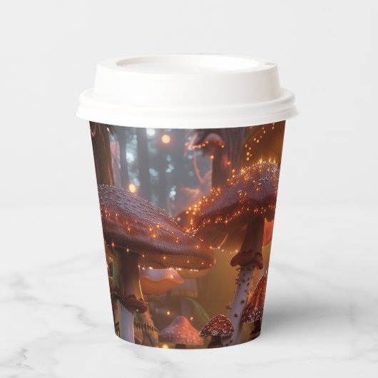 Magic Mushroom Fairy Forest Digitale Kunst Pappbecher (Vorderseite)