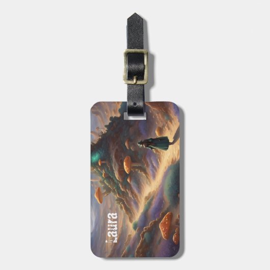 Magic Mushroom Planet Gepäckanhänger (Vorderseite vertikal)