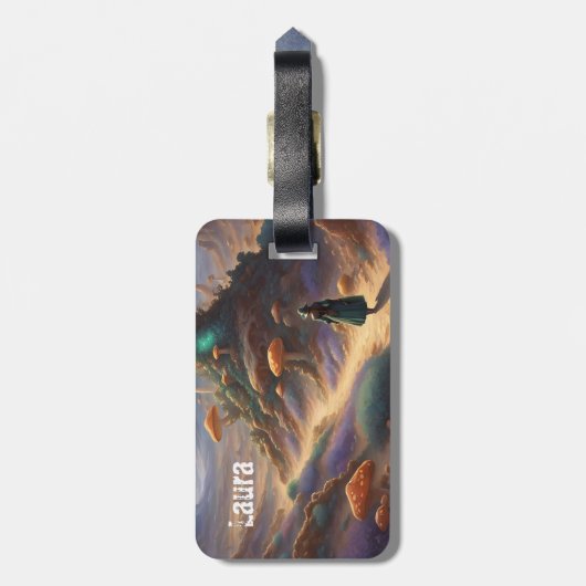 Magic Mushroom Planet Gepäckanhänger (Rückseite vertikal)