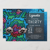 Magic Mushroom Rainbow Glitzer Whimsical Geburtsta Einladung (Vorne/Hinten)