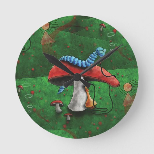 Magic Mushroom Runde Wanduhr (Vorderseite)