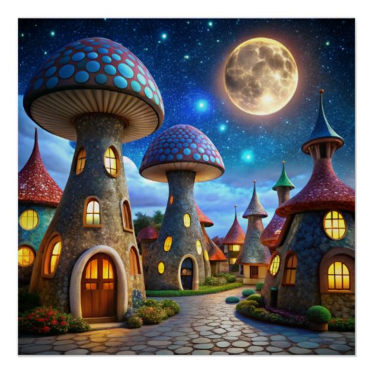 Magic Mushroom World: 4K Ultra-Realistische Modern Poster (Vorderseite)