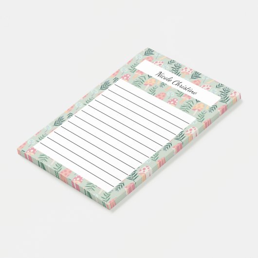 Magic Mushrooms Forest CUSTOM Notepad Lebensmittel Post-it Klebezettel (angewinkelt)