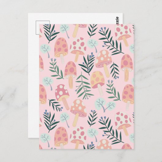 Magic Mushrooms Forest Pattern Postkarte (Vorne/Hinten)
