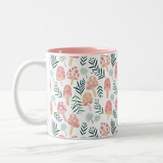 Magic Mushrooms Forest Pattern Zweifarbige Tasse (Links)