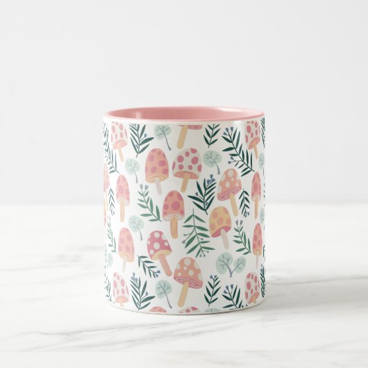 Magic Mushrooms Forest Pattern Zweifarbige Tasse (Mittel)
