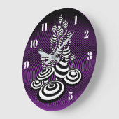Magic Mushrooms lila optisches Design Wall Clock. Große Wanduhr (Winkel)
