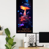 Magic Mushrooms Neon Fantasy Poster (Heimbüro)