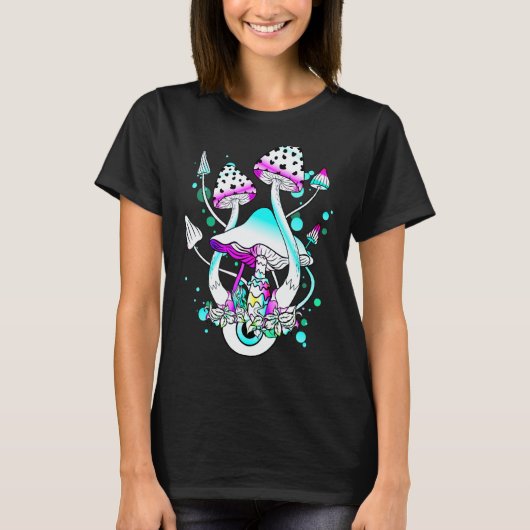 Magic Mushrooms Psychedelic White Mushroom Eyes Ar T-Shirt (Vorderseite)