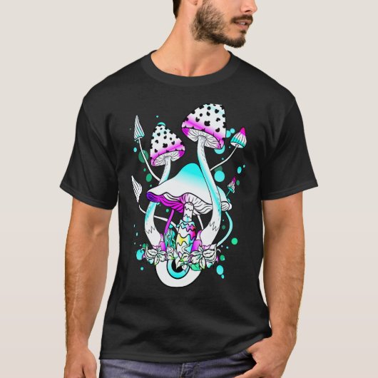 Magic Mushrooms Psychedelic White Mushroom Eyes Ar T-Shirt (Vorderseite)