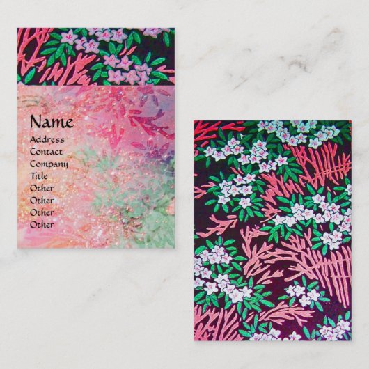 MAGIC MYRTLE florale funkelnde Reflektionen Rosa Visitenkarte (Vorne/Hinten)
