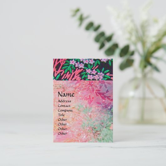 MAGIC MYRTLE florale funkelnde Reflektionen Rosa Visitenkarte (Stehend Vorderseite)