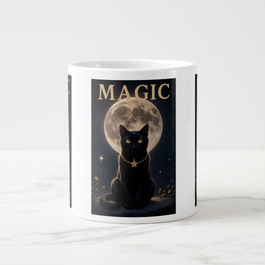 MAGIC - Mystic Black Cat & Full Moon Design Jumbo-Tasse (Vorderseite)
