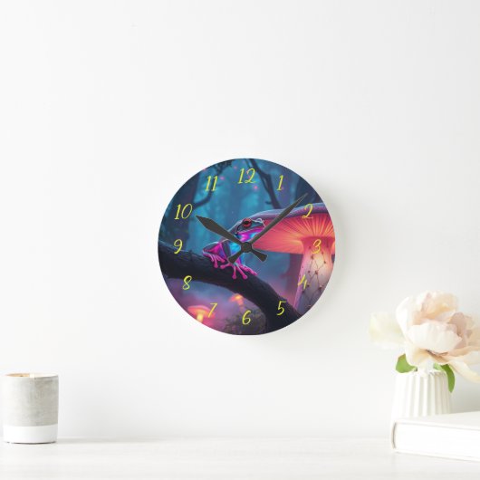 Magic Neon Frog Runde Wanduhr (Zuhause)