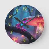 Magic Neon Frog Runde Wanduhr (Vorderseite)