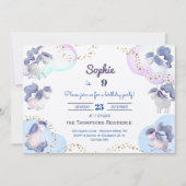 Magic niedlich Unicorns Kindergeburtstag Einladung (Vorderseite)