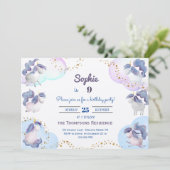 Magic niedlich Unicorns Kindergeburtstag Einladung (Stehend Vorderseite)