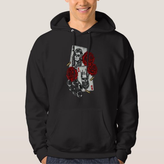 Magic Occult Skull Queen Spades King Hearts Rose Hoodie (Vorderseite)