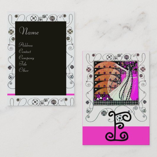 MAGIC OF THE FRING hell rosa Schwarz-weiß braun Visitenkarte (Vorne/Hinten)