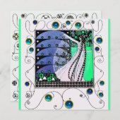 MAGIC OF THE SPRING bright aqua blue aquamarin bla Einladung (Vorne/Hinten)