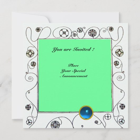 MAGIC OF THE SPRING bright aqua blue aquamarin bla Einladung (Rückseite)