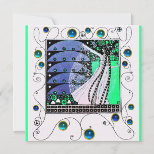 MAGIC OF THE SPRING bright aqua blue aquamarin bla Einladung