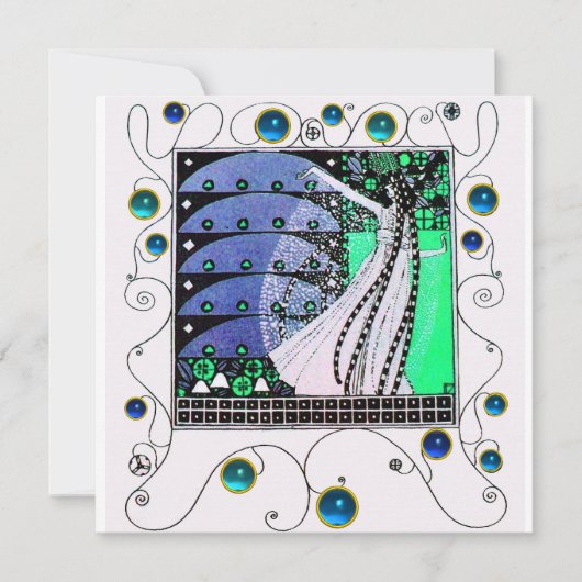 MAGIC OF THE SPRING bright aqua blue aquamarin bla Einladung (Vorderseite)