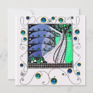 MAGIC OF THE SPRING bright aqua blue aquamarin bla Einladung