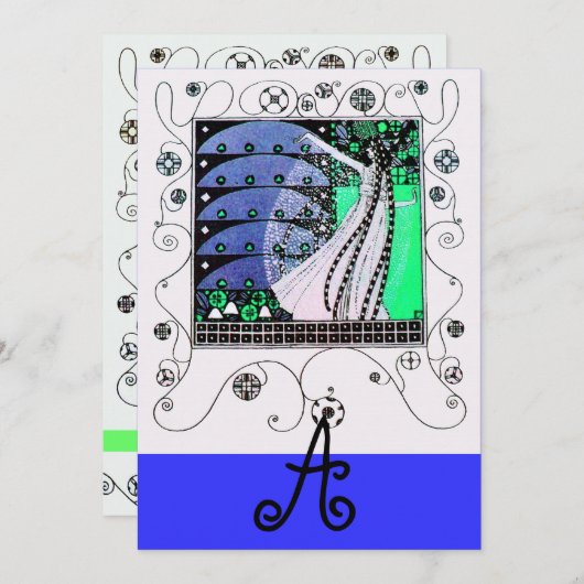 MAGIC OF THE SPRING bright aqua blue aquamarin bla Einladung (Vorne/Hinten)