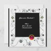 MAGIC OF THE SPRING, Fuchsia, grün gelb, schwarz Einladung (Rückseite)