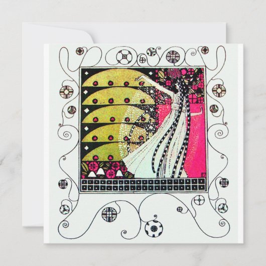 MAGIC OF THE SPRING, Fuchsia, grün gelb, schwarz Einladung (Vorderseite)