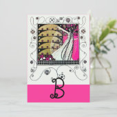 MAGIC OF THE SPRING, Fuchsia, grün gelb, schwarz Einladung (Stehend Vorderseite)