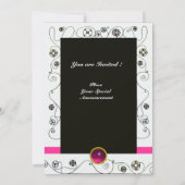 MAGIC OF THE SPRING, Fuchsia, grün gelb, schwarz Einladung (Rückseite)